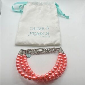 Pink Pearl Necklace small pet collar distinctive collars Olive‎ & MUST BUNDLE